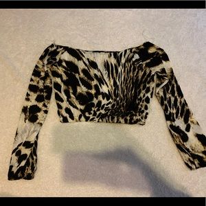 Leopard print crop top club summer new super cute